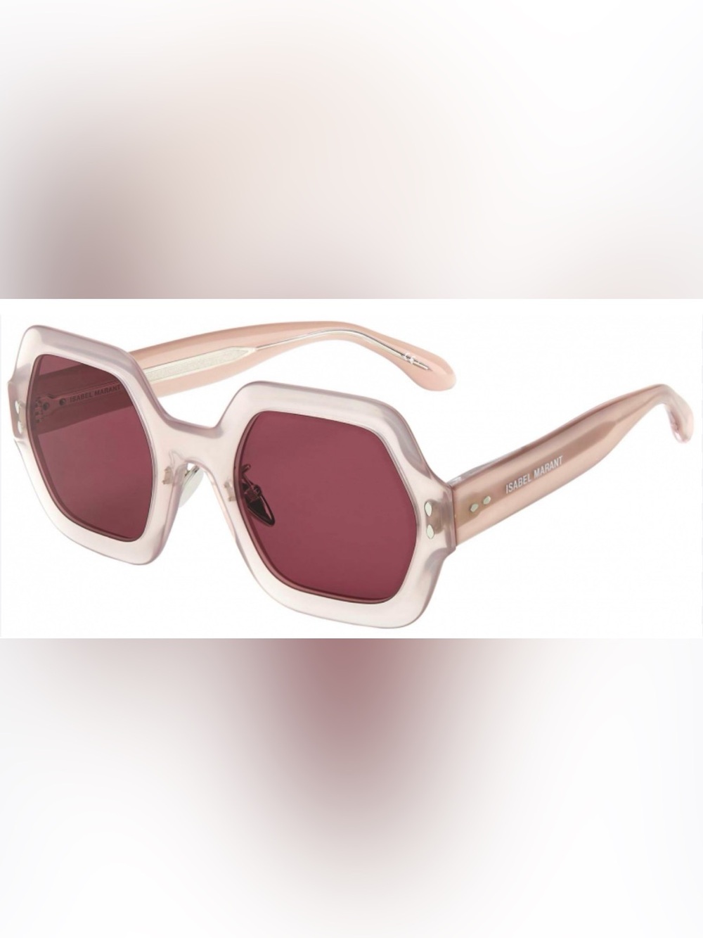 Isabel Marant Pink Translucent Hexagon Sunglasses with Rose Lenses